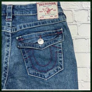 True Religion women Blue Billie Mid Rose straight jeans size 28